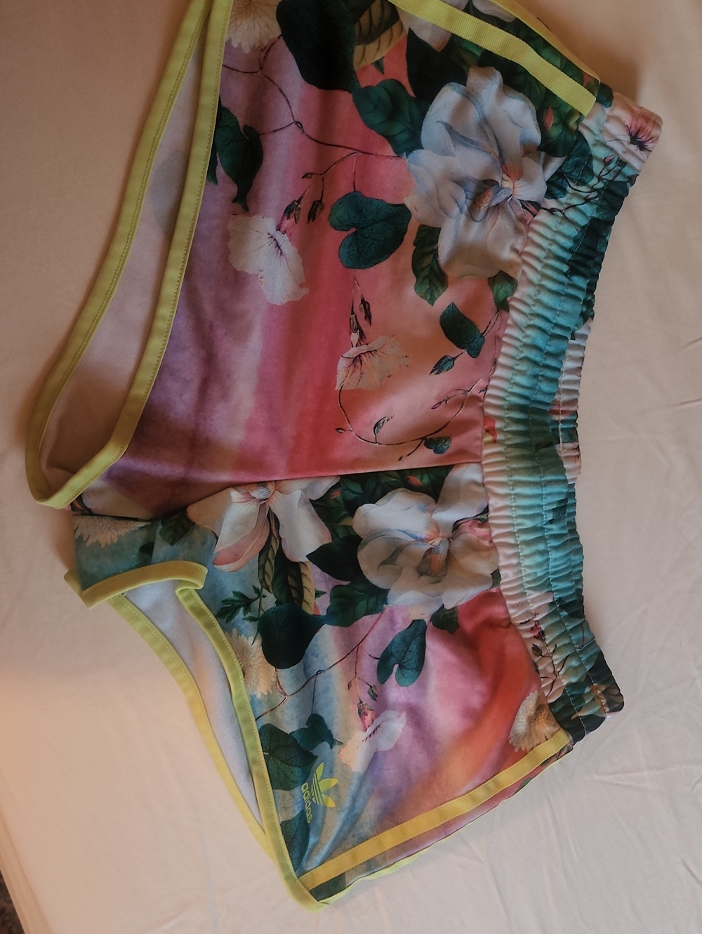 adidas Women’s Floral Athletic Shorts - Pink, Green, White